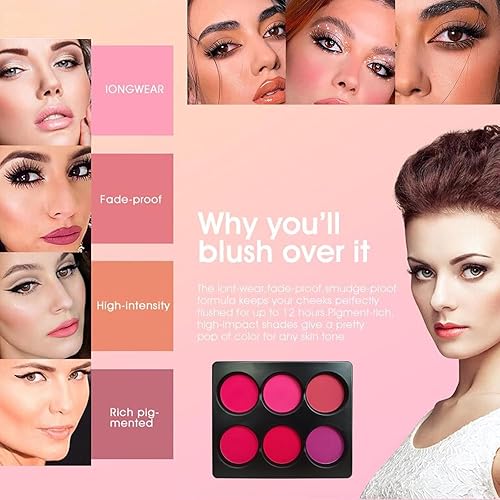 SIX-Color Blush Palette Set Matte Contour & Blush Makeup Palette Layered Shimmer Blush Palette Easy-to-Blend Beauty Blush
