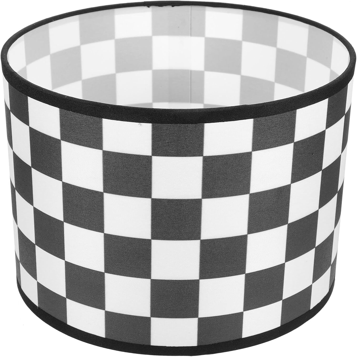 Gadpiparty Fabric Drum Lamp Shade Checkered Lampshade for Floor Lamp Bedside Table Lamp Round Chandelier Lamp Cover E27 Cloth Clip on Light Shade Replacement Black White