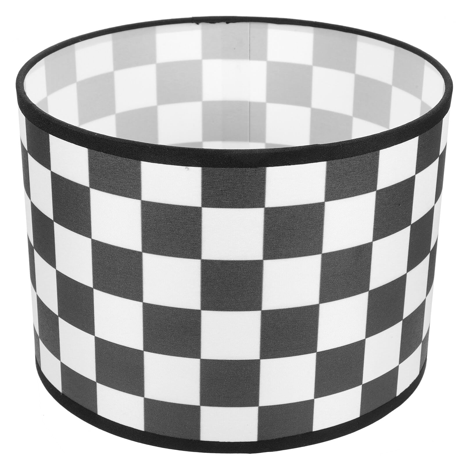 jojofuny Fabric Drum Lamp Shade Checkered Lampshade for Floor Bedside Table Round Chandelier Cover E27 Cloth Clip on Light Shade Replacement Black White 22x17cm