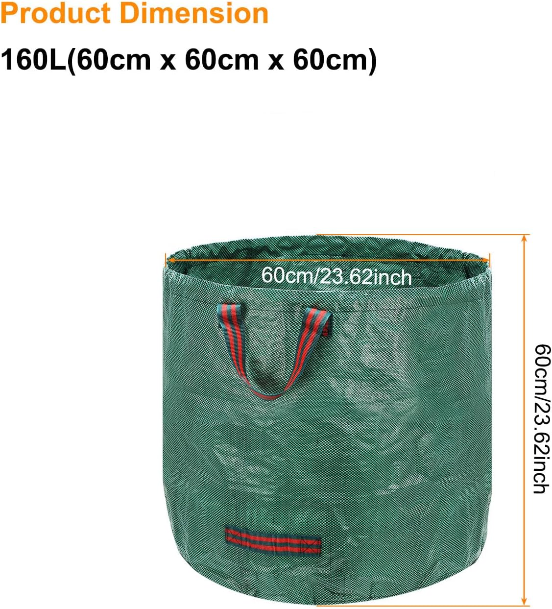 HARFINGTON 3pcs Reusable Yard Waste Bags 42.27 Gallon (23.62" x 23.62" x 23.62") 160L Polypropylene Heavy Duty Home And Lawn And Leaf Bags With Support Bar For Gardening Home Storage