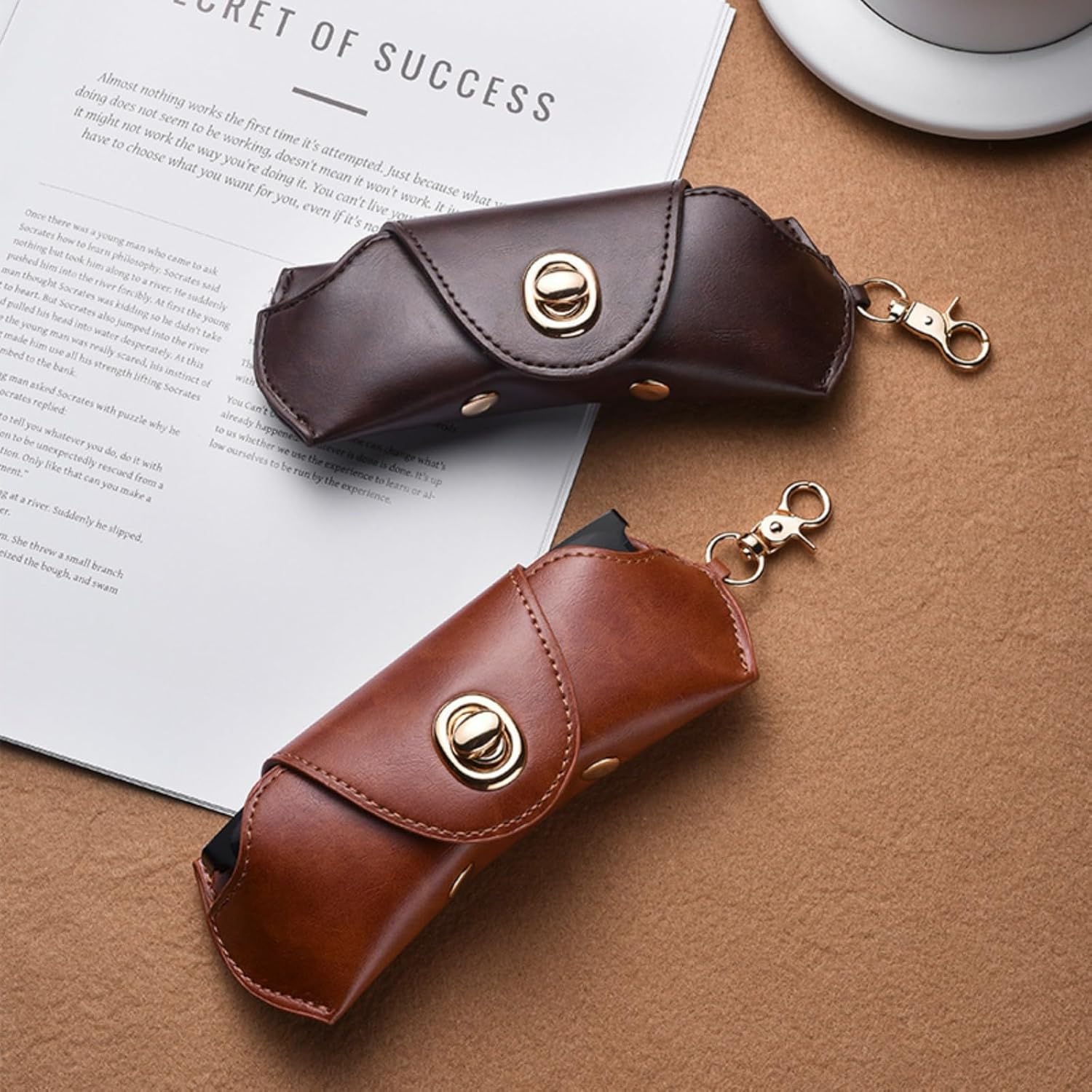 Vintage Leather Sunglasses Case, Portable Protective Case for Glasses Unisex Glasses Pouch Spectacles Organizer - Image 8