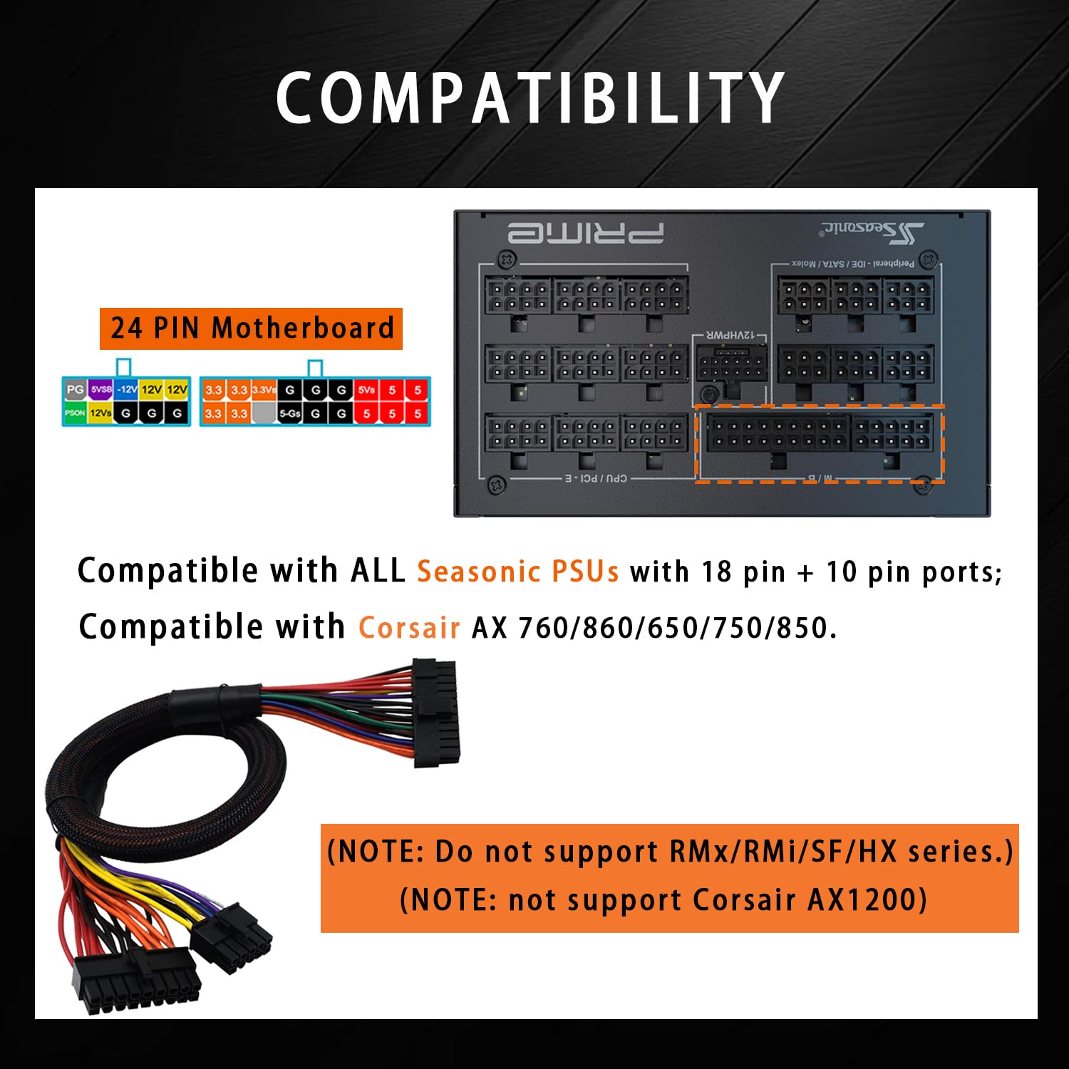 Amazon.co.jp: COMeap 24ピン ATXケーブル Corsair AXシリーズおよび