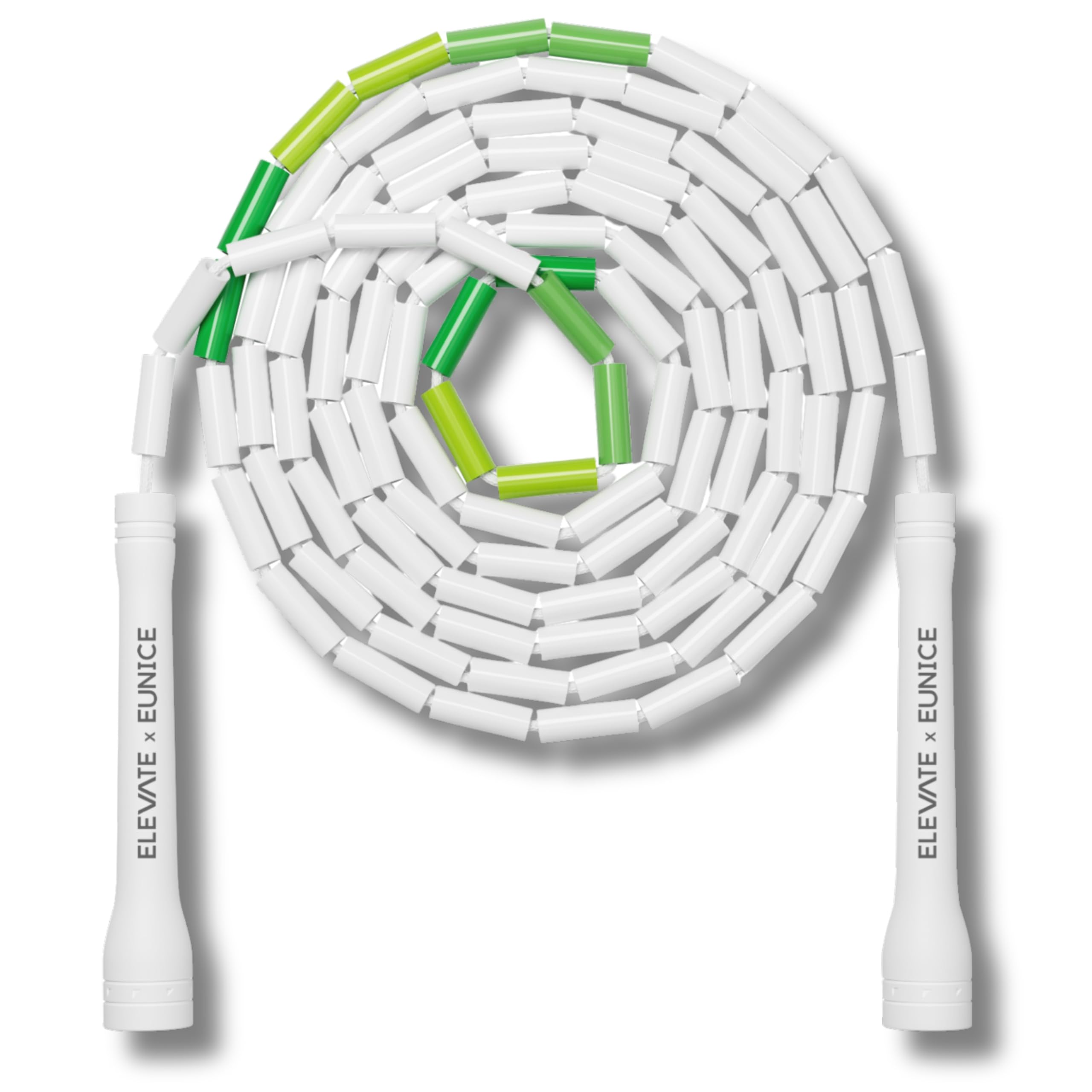 Elevate Rope Bead Skipping Rope Adjustable 3m with Free Training App - Tangle-Free, Ideal for Rhythm, Control & Cardio (White/Green)
