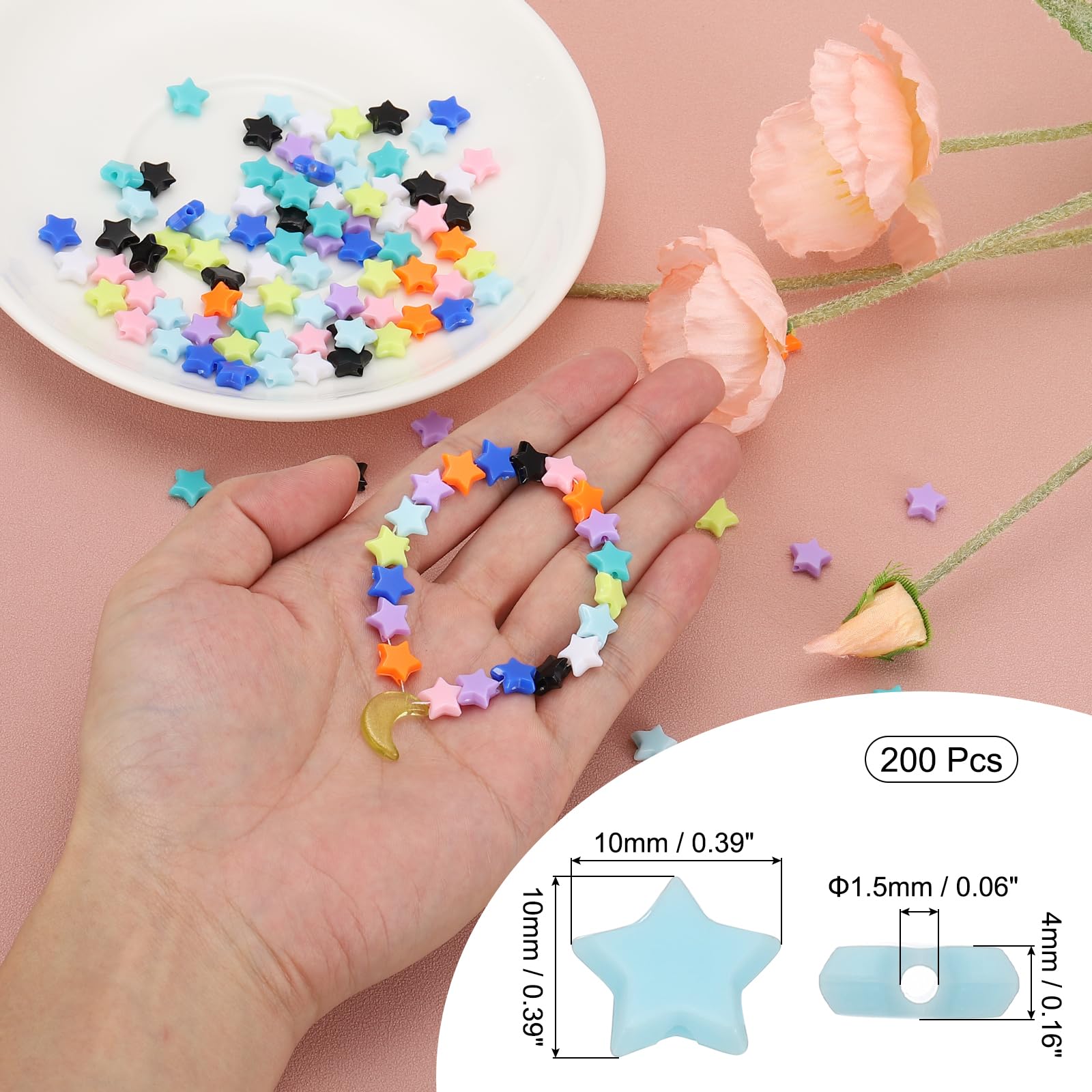 PATIKIL Acrylic Star Beads, 200 Pcs Star Shape Friendship Crafting Bead Spacer Loose Beads Large Hole for DIY Art Craft Decoration Blue - Image 2