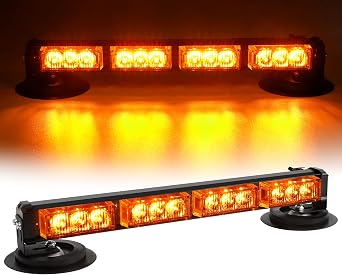 14.2 Rechargeable LED Strobe Light Bar for Trucks,17 Flashing Mode Amber LED Beacon Strobe Light Bar Wireless Battery Powered Car Roof Strobe Light Bar for 12/24V Car,Truck