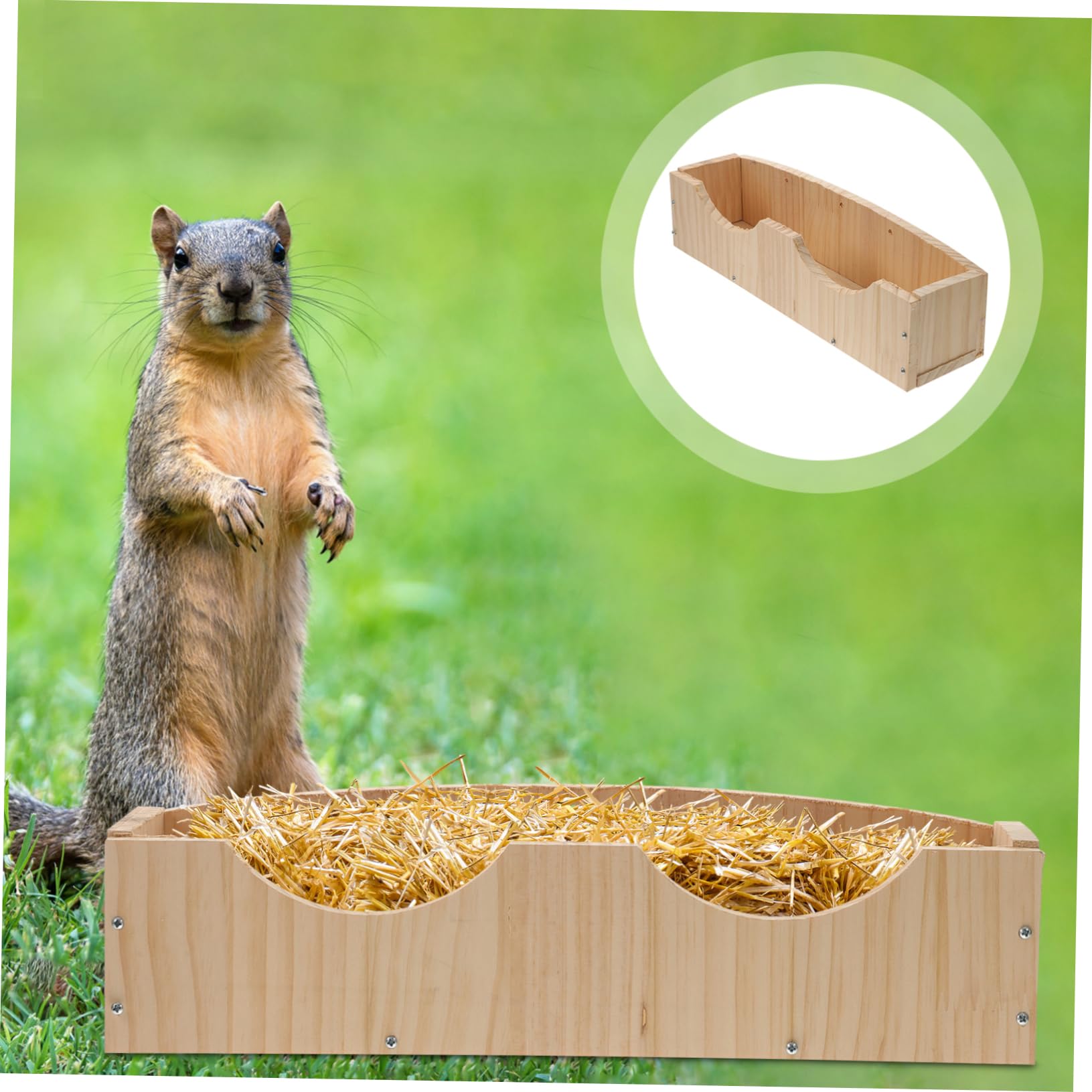 VANZACK Großer Futterautomat mit Fixator zum Aufhängen für Hamster und Meerschweinchen Einfach zu Essen Holz Kaninchenbehälter für Stall und Außenbereich