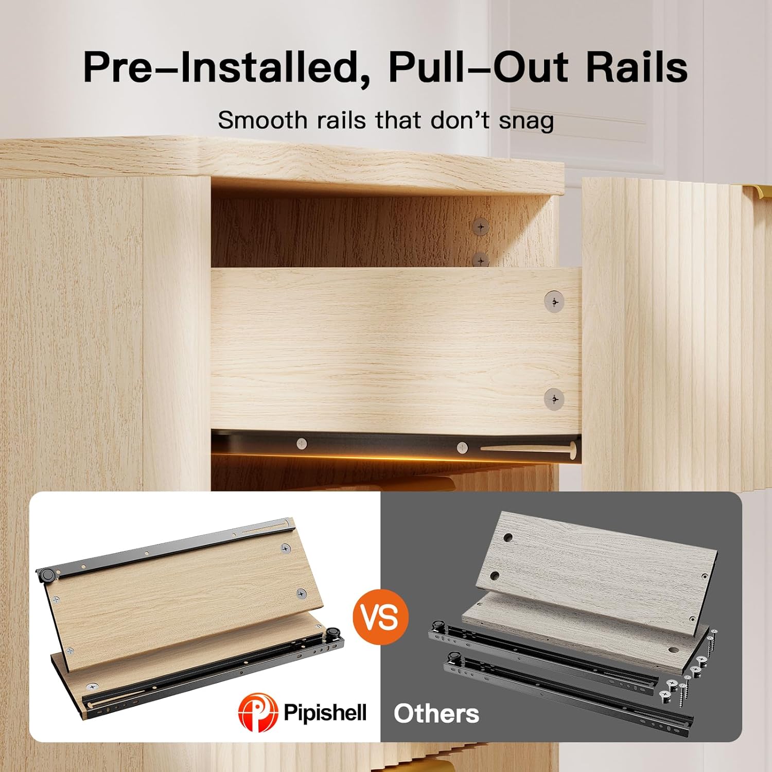 Comparison of pre-installed drawer rails versus traditional assembly