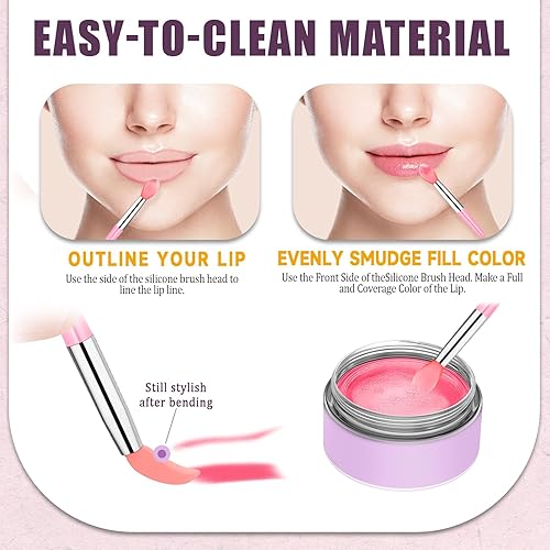 Miniatura 5 de Aplicador de máscara de labios de silicona, aplicador de labios de maquillaje, brochas de lápiz labial de belleza, aplicador de brochas para lápiz