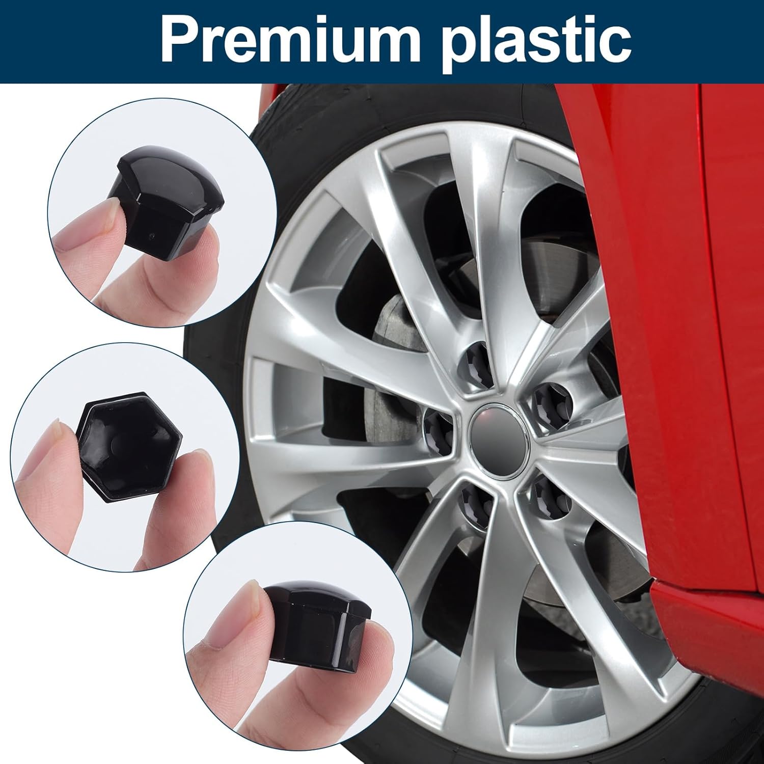 20pcs Lug Nut Covers, 17mm Hexagonal Nut Covers Car Wheel Nut Caps with Removal Tool Practical Car Lug Nut Caps Anti-Dust Wheel Bolt Cover Caps for Most Car Lug Nut (Black)