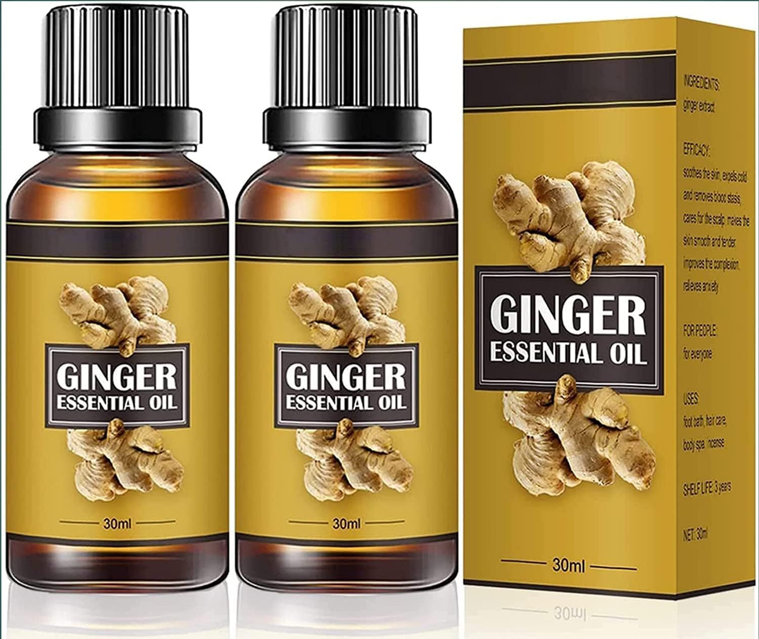 Ginger Oil, Belly Natural Drainage Ginger Oil Essential Relax Massage Oil, Belly & Waist Stay Perfect Shape, Pack of 2-60ml-image-44