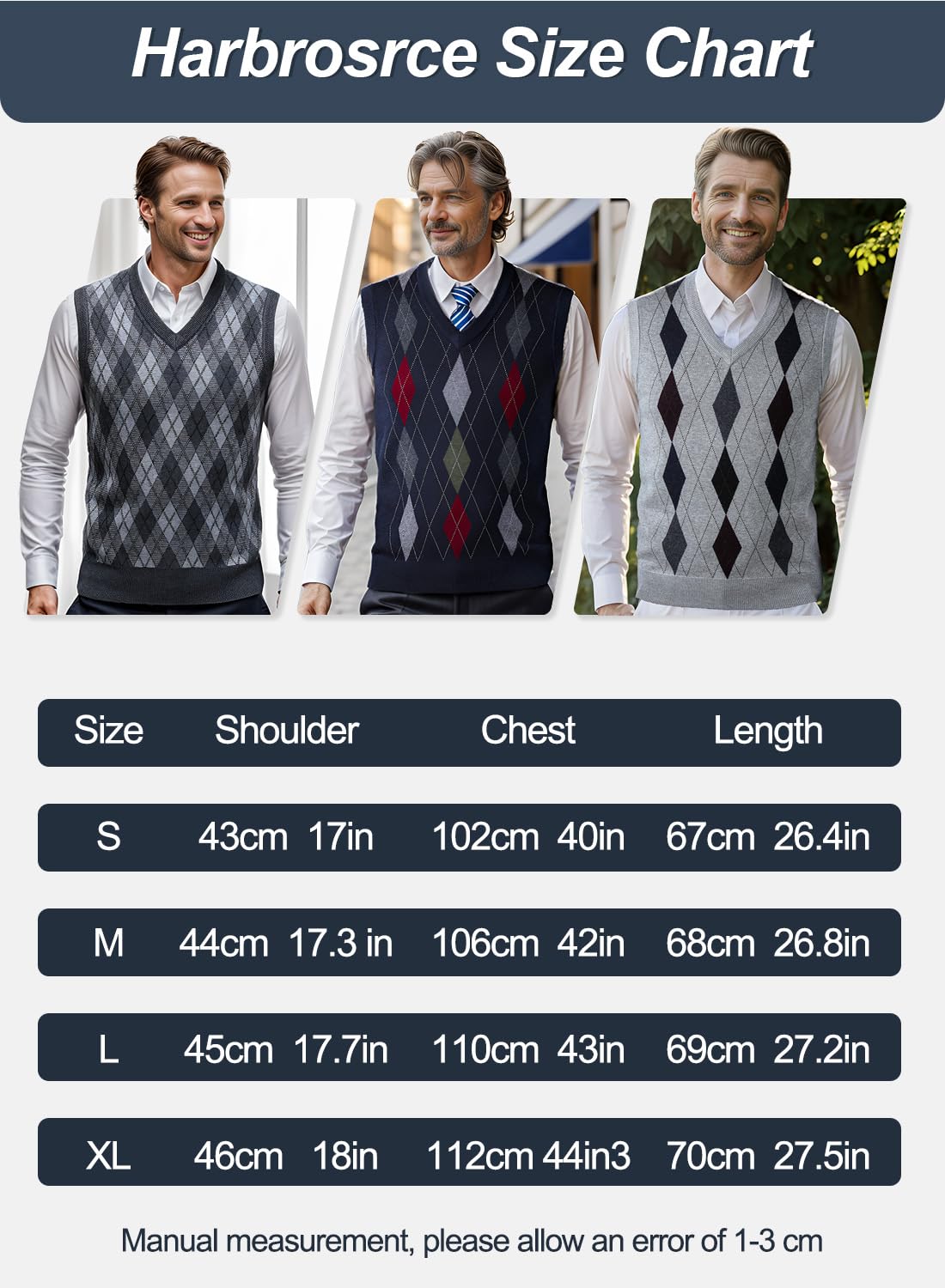 Chaleco de Punto sin Mangas para Hombre V-Cuello a Grueso Cuadros Negocios Jerséis Chaleco Caballero Suéter Chaqueta de Diamante Invierno Otoño