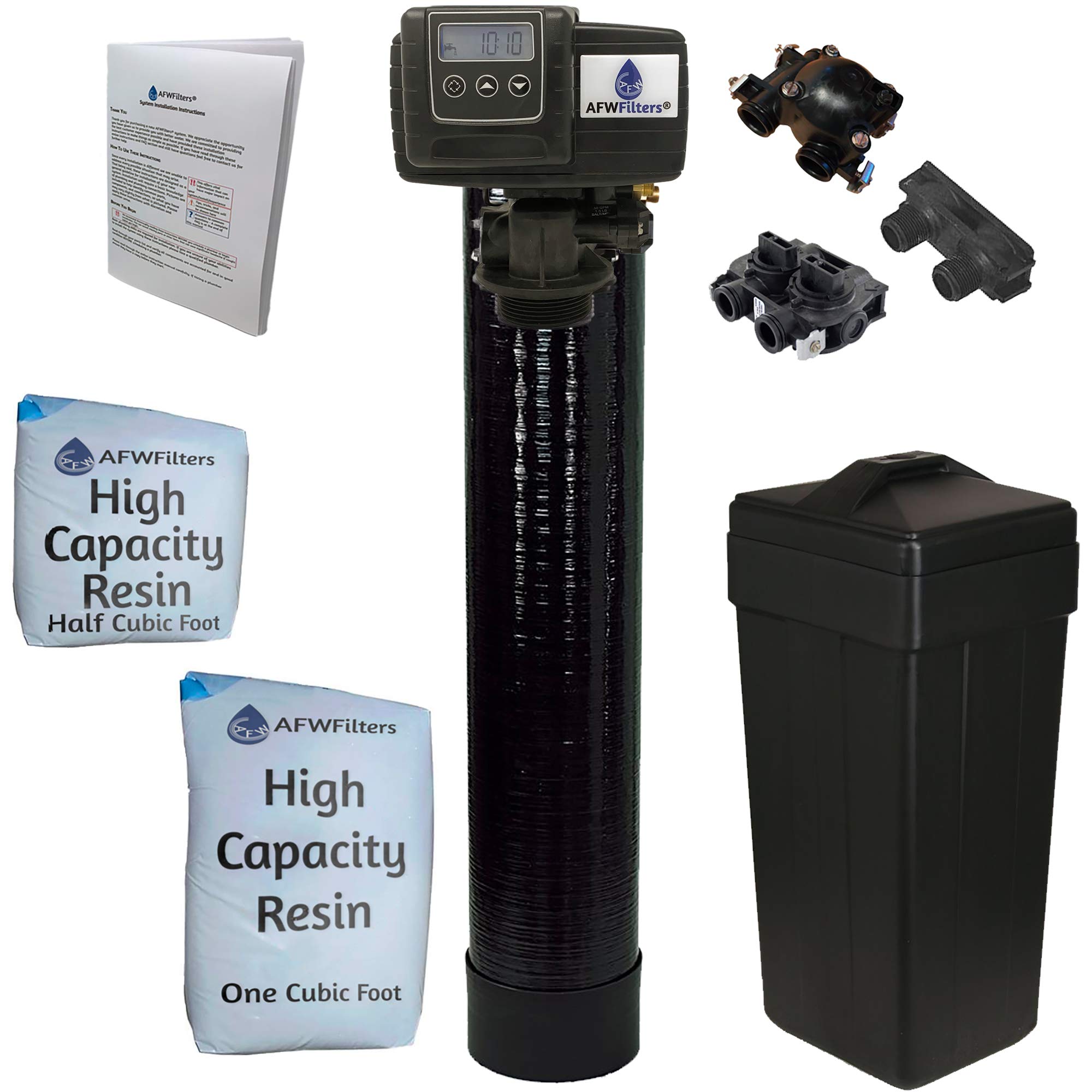Loaded tank Metered water softener with 3/4" Fleck 5600SXT control, 48,000 grain capacity with by-pass valve