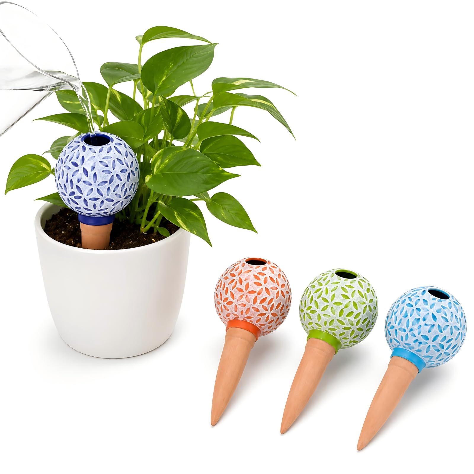 Zolirao Plant Watering Globes, 4 x 185 ml Terracotta Self-Watering Spikes