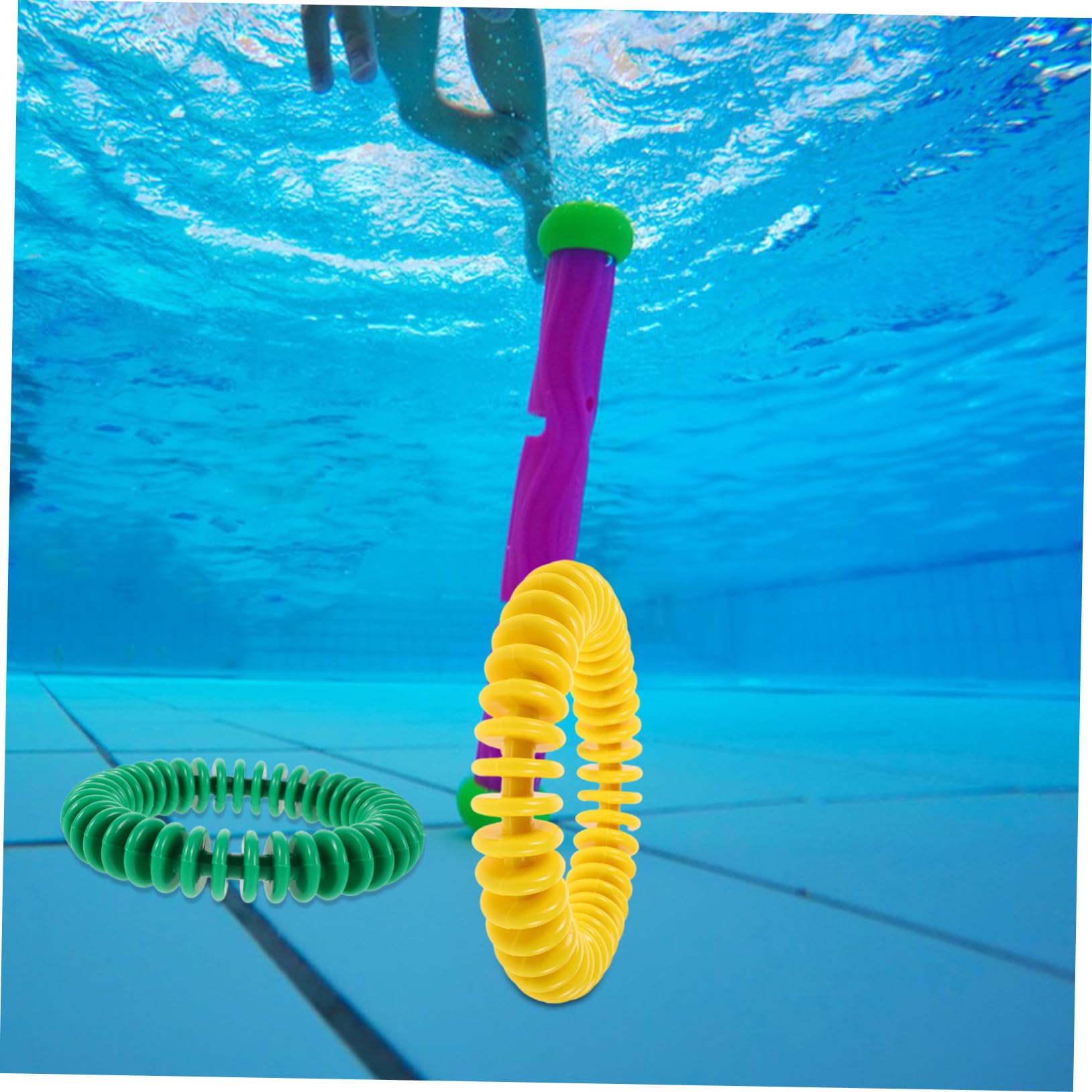 4pièces Anneaux de Plongée pour Piscine Jouets Aquatiques Colorés pour Jeux de Plongée et Entraînement de Natation pour Garçon Fille