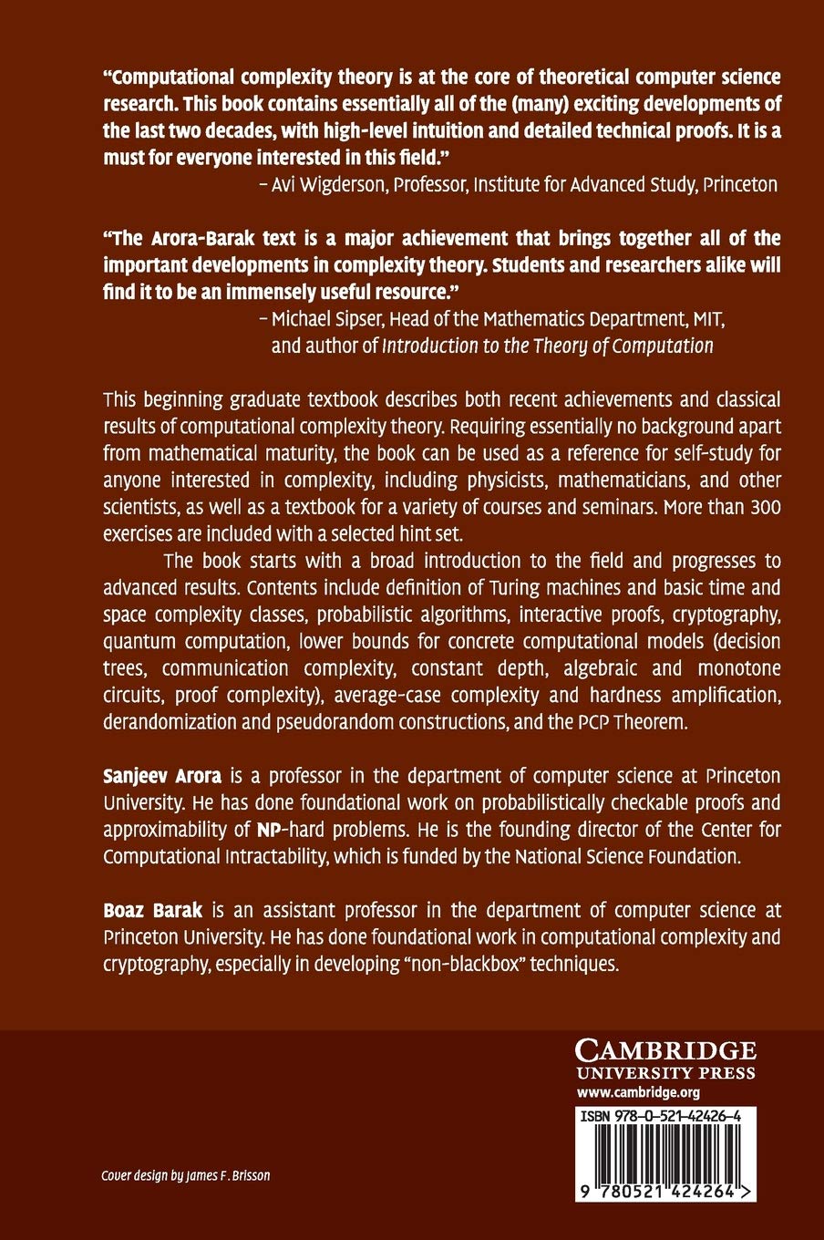 Computational Complexity: A Modern Approach