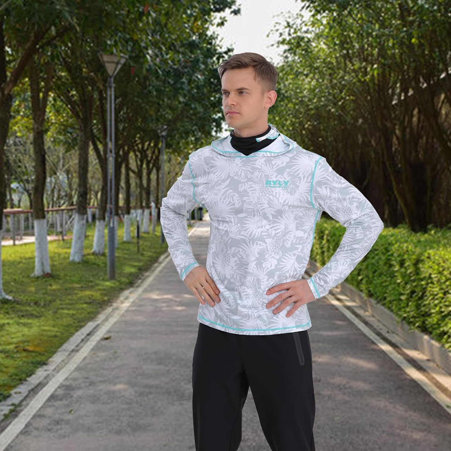 Fishing Shirts for Men,Long Sleeve Rash Guard Shirts Sun Protection Hoodie Athletic Running Hiking Shirt 1/2 Packs - Image 3