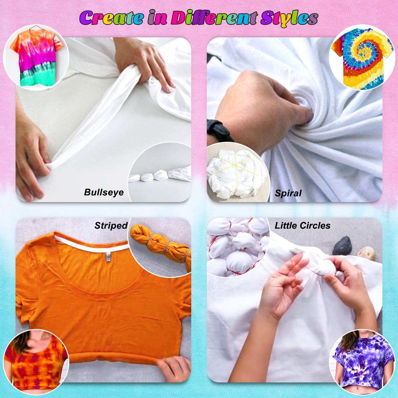 Batikfarben Set, TopDirect 32 Färben Tie Dye Kit, DIY Textilfarbe, Batik Set Waschmaschinenfest von Stoff und Kleidung, Färbemittel Textilien für Kindergeburtstag Bastelset Kinder & Erwachsene