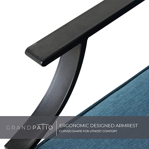 Miniatura 5 de Grand patio Silla de asiento para patio al aire libre silla de movimiento mecedora estacionaria silla acolchada acolchada juego de 2 azul pavo real