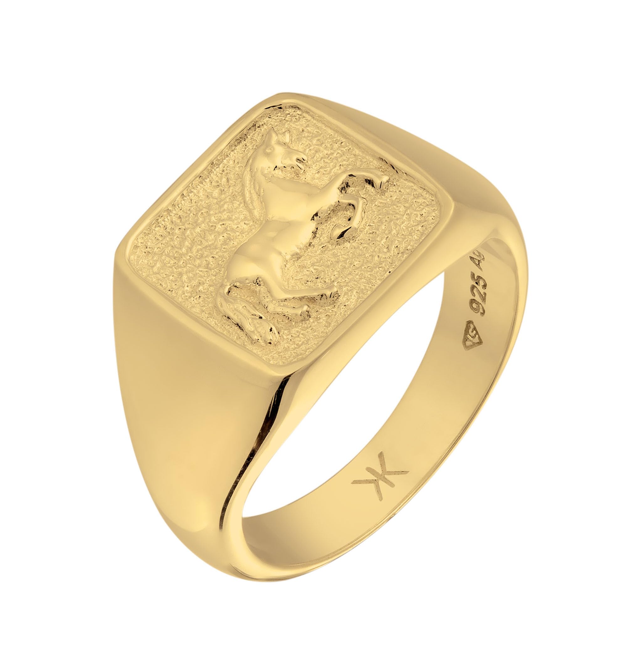 Kuzzoi Anello da uomo in argento con simbolo di cavalli, elegante anello sigillo in argento sterling 925, gioiello fatto a mano da uomo, misura 60-66, 0606782725