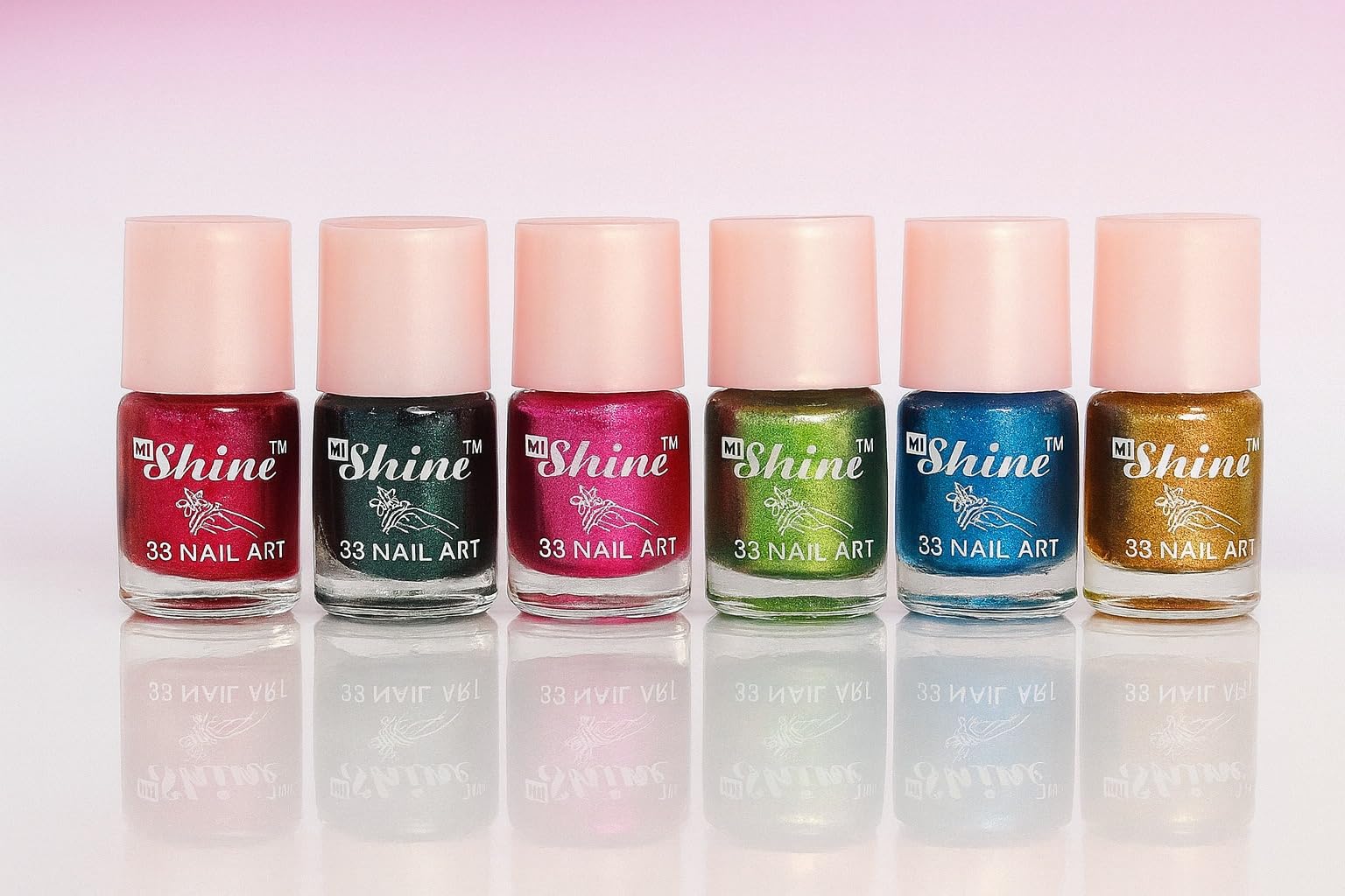 BEAUTY7 Shine Nail Polish For Women | Long Lasting Nail Polish for Women || High Shine Quick Dry Nail Paint | Glitter Finish |Red | Dark Green | Pink | Light Green | Blue | Golden (pack of 6) (Each 10 ml)-image-3