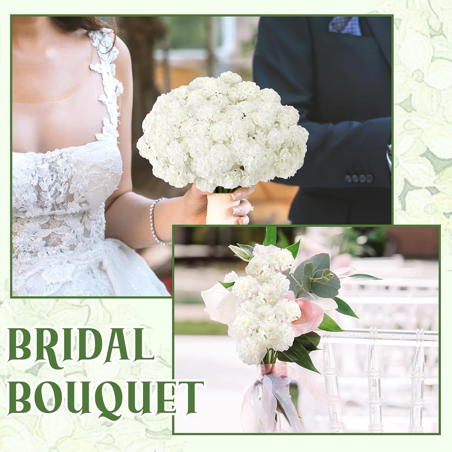 72 Pcs White Hydrangea Artificial Flowers, Round Floral Bouquet for Home Decor, Wedding, Party, and Seasonal Decoration, Realistic Fake Flowers for Centerpieces, Aisle, Table Arrangements - Image 6