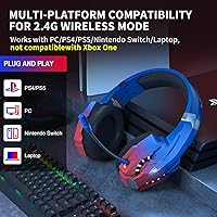 Vista 2 de PHOINIKAS Auriculares inalámbricos para juegos de 2.4 GHz para PS5, PS4, PC, Switch, auriculares inalámbricos para juegos con micrófono