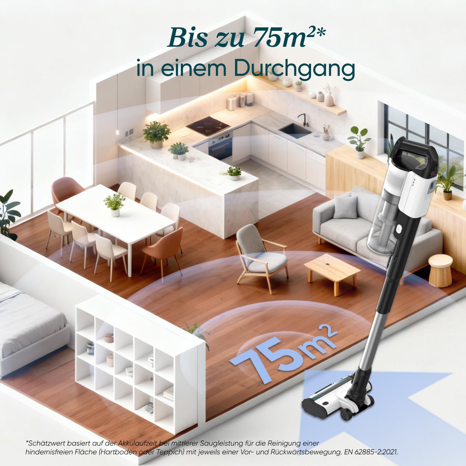 Levoit - Akku Staubsauger - Laufzeit für 75㎡ - Staubsauger Kabellos - 4-in-1 Vacuum Cleaner - 99,9 Prozent Filterleistung - Anti Tangle -Für Tierhaare/Teppiche/Hartböden/Auto - LVAC-200