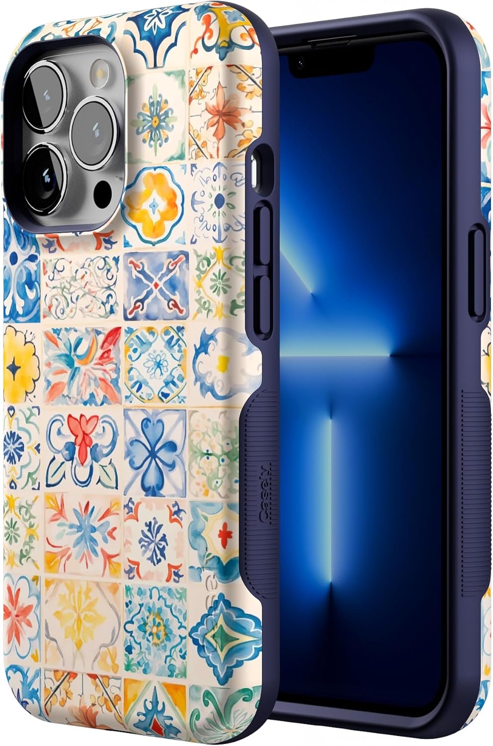 Casely iPhone 13 Pro Case | Tuscan Tiles | Dolce Vita | Bold Protective Design | Compatible with MagSafe