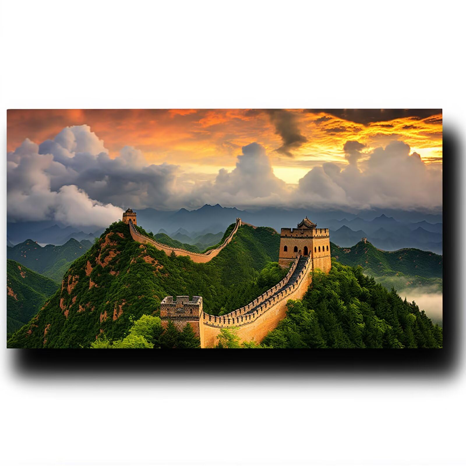 Malen nach Zahlen Erwachsene Chinesische Mauer Malen nach Zahlen ab 7 jahre Mädchen Landschaft Kreativ set für Erwachsene mit Leinwand Acrylfarben set und Pinsel, Bastelset zum Bemalen 100X200cm 9-2-0