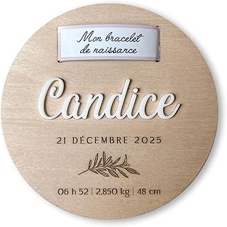 Porte-bracelet de naissance en bois personnalisé, carte en bois, support pour bracelet de naissance