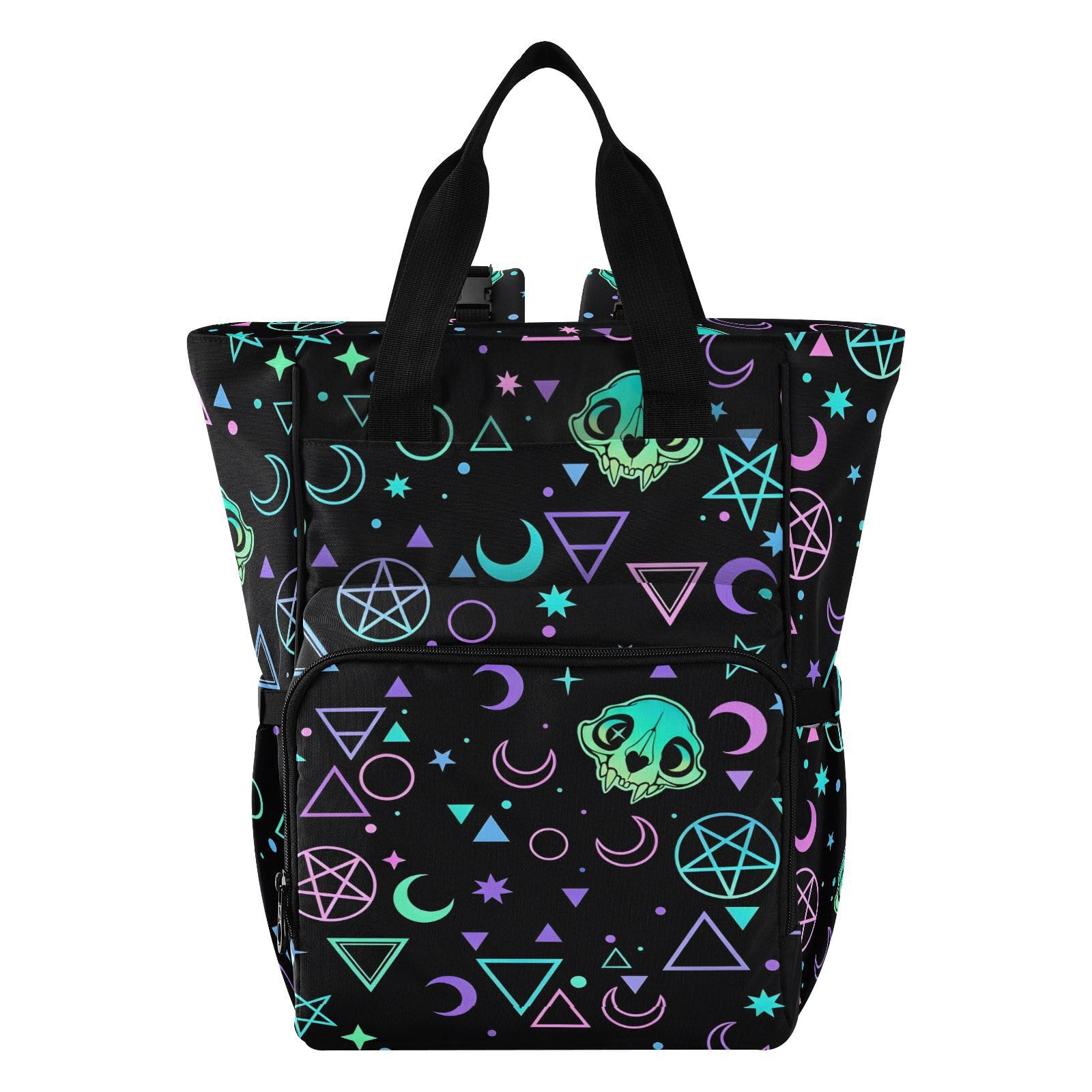 MNSRUU Diaper Bag Magic Skulls Diaper Bag Backpack Multifunction Travel Diaper Bag Tote Large Capacity Diaper Changing Backpacks for Moms Dads