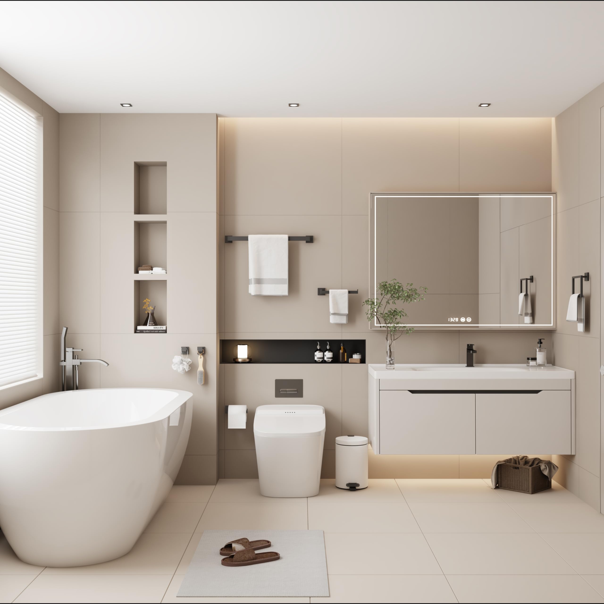 15-Pieces Matte Black Bathroom Accessories Set 23 6 Inch Bath Towel Bar Set SUS 304 Stainless Steel Bathroom — view 8