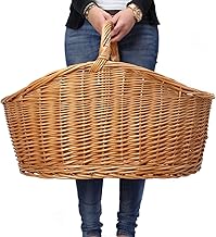 Dekoleidenschaft XXL Shopping Basket "Maxi" Made of Natural Willow, 68 x 49 cm, Braided Carry Basket, Harvest Basket, Wicker Basket, Storage Basket