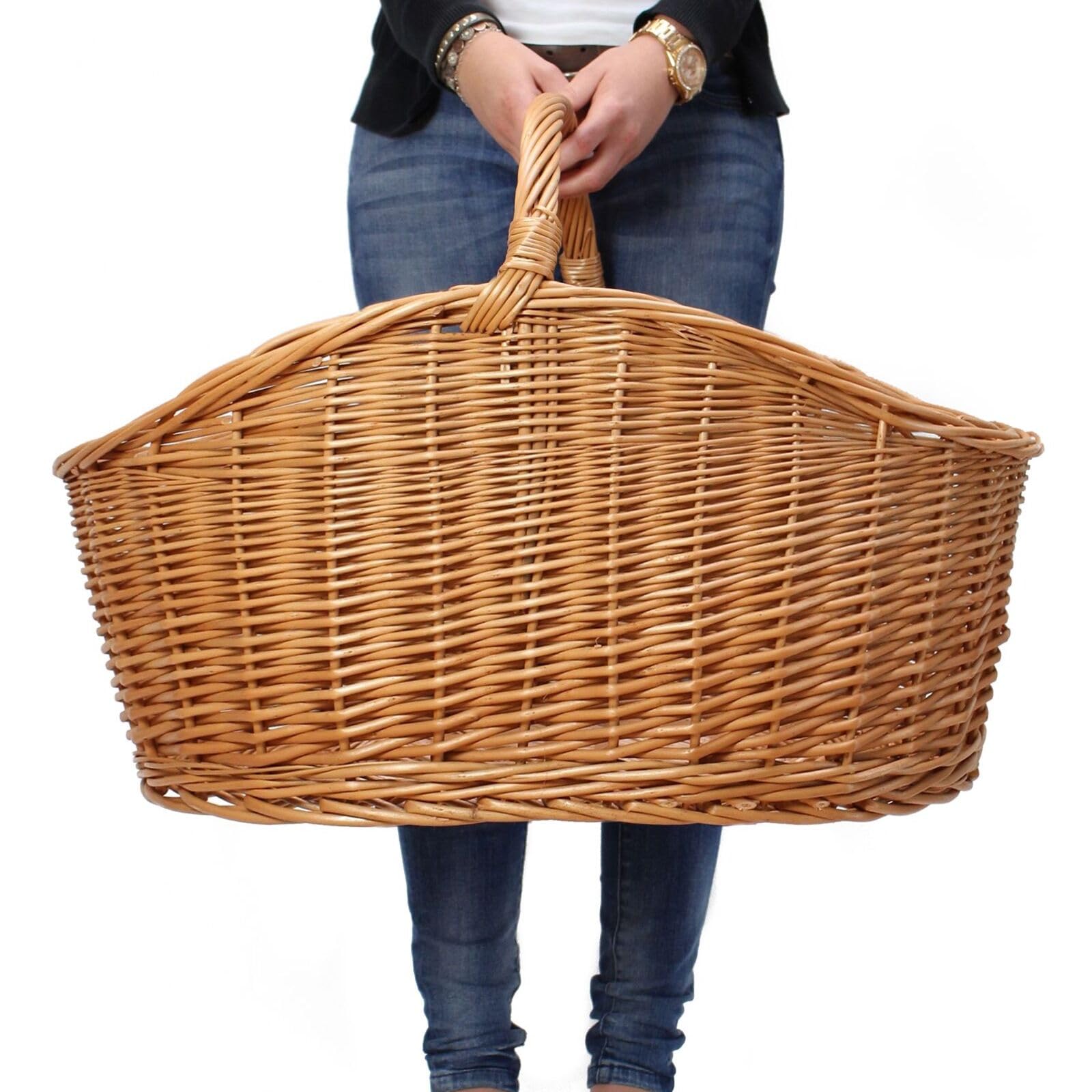 XXL Einkaufskorb "Maxi", Weide natur, 68x49 cm groß, Weidenkorb geflochten | Erntekorb, Tragekorb, Flechtkorb, Aufbewahrungskorb