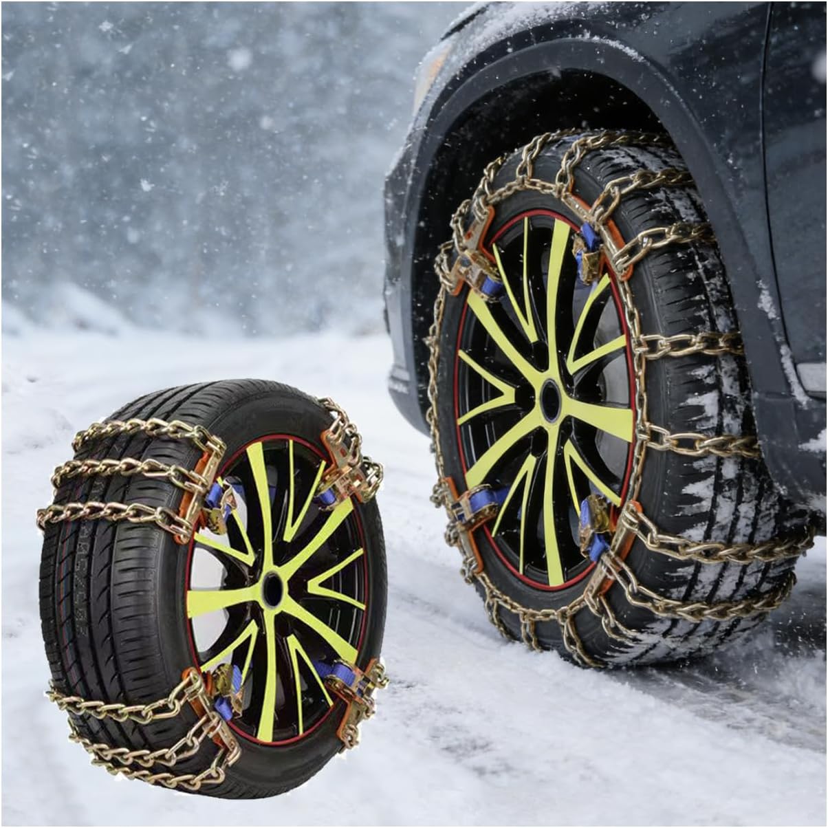 MZSZH Alloy Steel Snow Chains for Subaru Outback 4th Gen (2009–2014) 8‑Piece Set