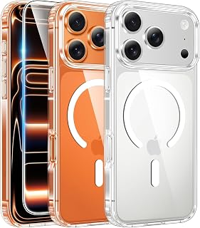 FNTCASE for iPhone 17 Pro-Max Case: Clear Magnetic Phone Cases with Screen Prote