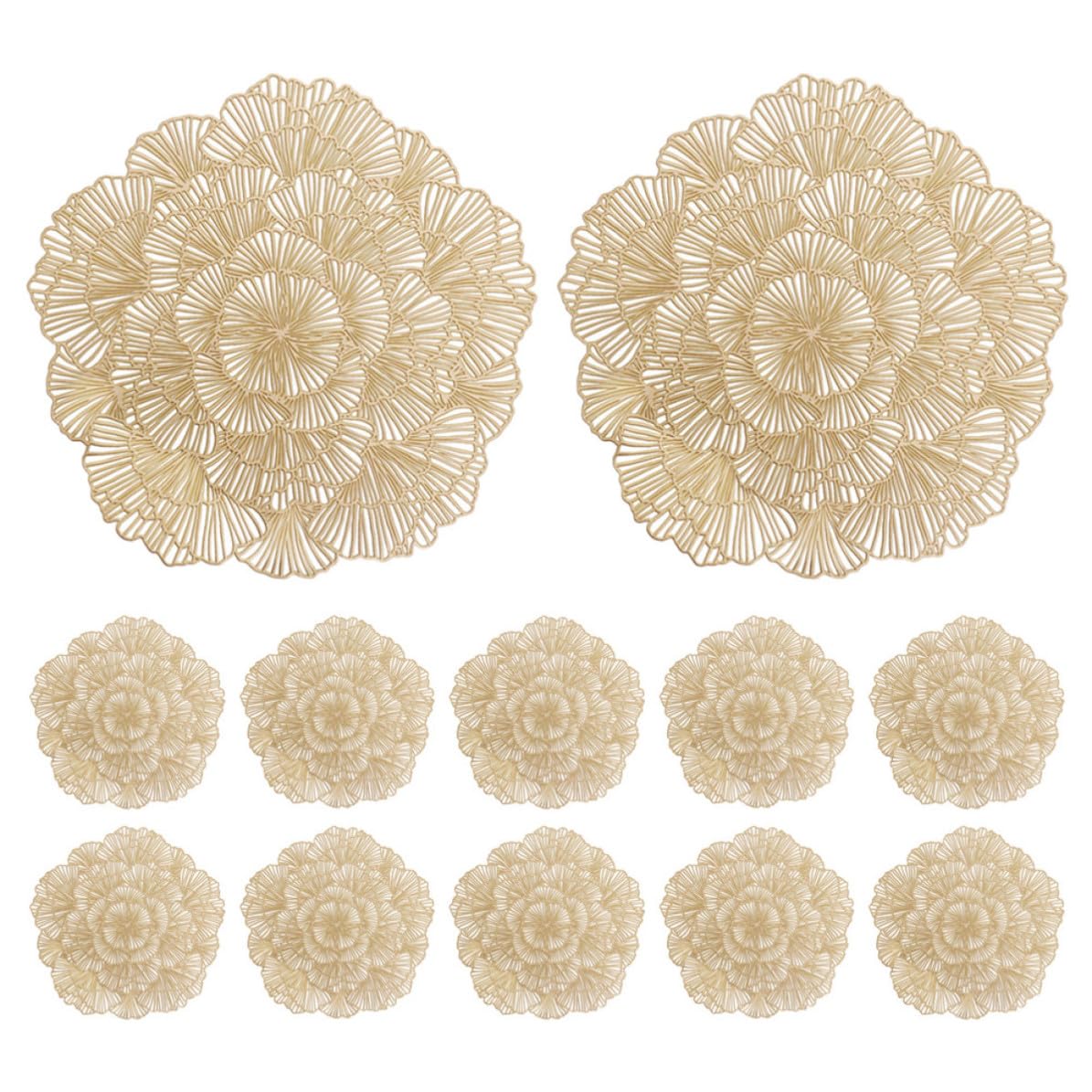 12 Piezas Manteles Individuales de Mesa de Ginkgo Dorado PVC