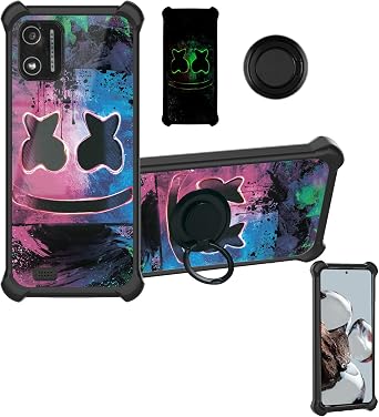 Aroepurt Case Compatible for Vortex Zg55 Phone Case Cover [Hard PC + Soft Silicone][Ring Support] [Luminous Effect] YGH-BQ
