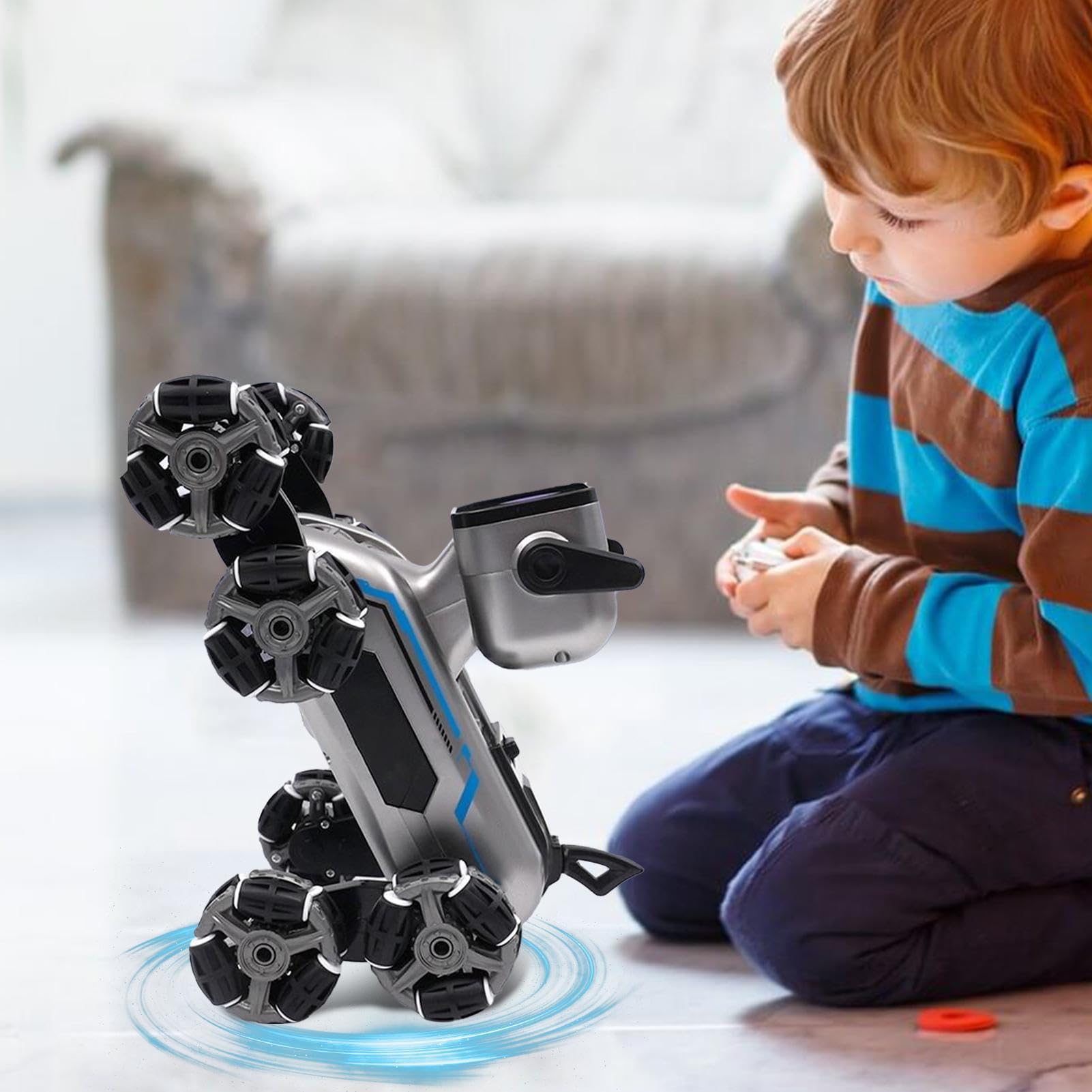Perro De con Mando A Distancia - Robot Canino para Niños | Cachorro Robot Inteligente De Ocho Ruedas para Interior Y Jardín Niños Niñas | Uso en Interior y Exterior
