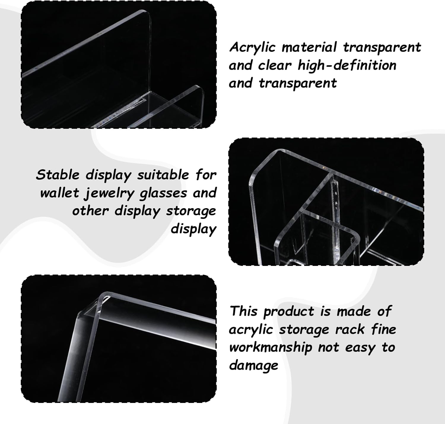 Acrylic Wallet Display Stand Purse Handbag Organizer, Clear Jewelry Riser Display Stand Purse Display Rack, Acrylic Display Shelf for Cosmetic Perfume Jewelry Sunglasses Handbag (2 PCS-6 Tier)
