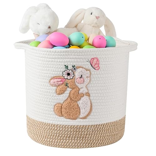 Miniatura 9 de INough - Cestas de almacenamiento de juguetes tejidas de cuerda de algodón para niños, cestas de manta para sala de estar, organizador de juguetes