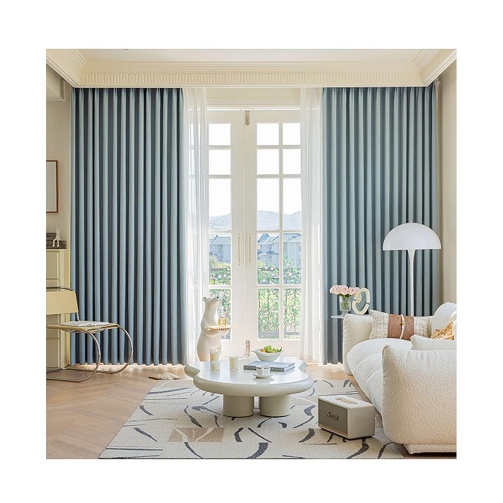 Daesar - 2 Paneles Cortina Opaca Ventana Pequeña 102W x 244H CM,Cortina de Salón Color Sólido Cortina Ventana Salon Azul,Ojal