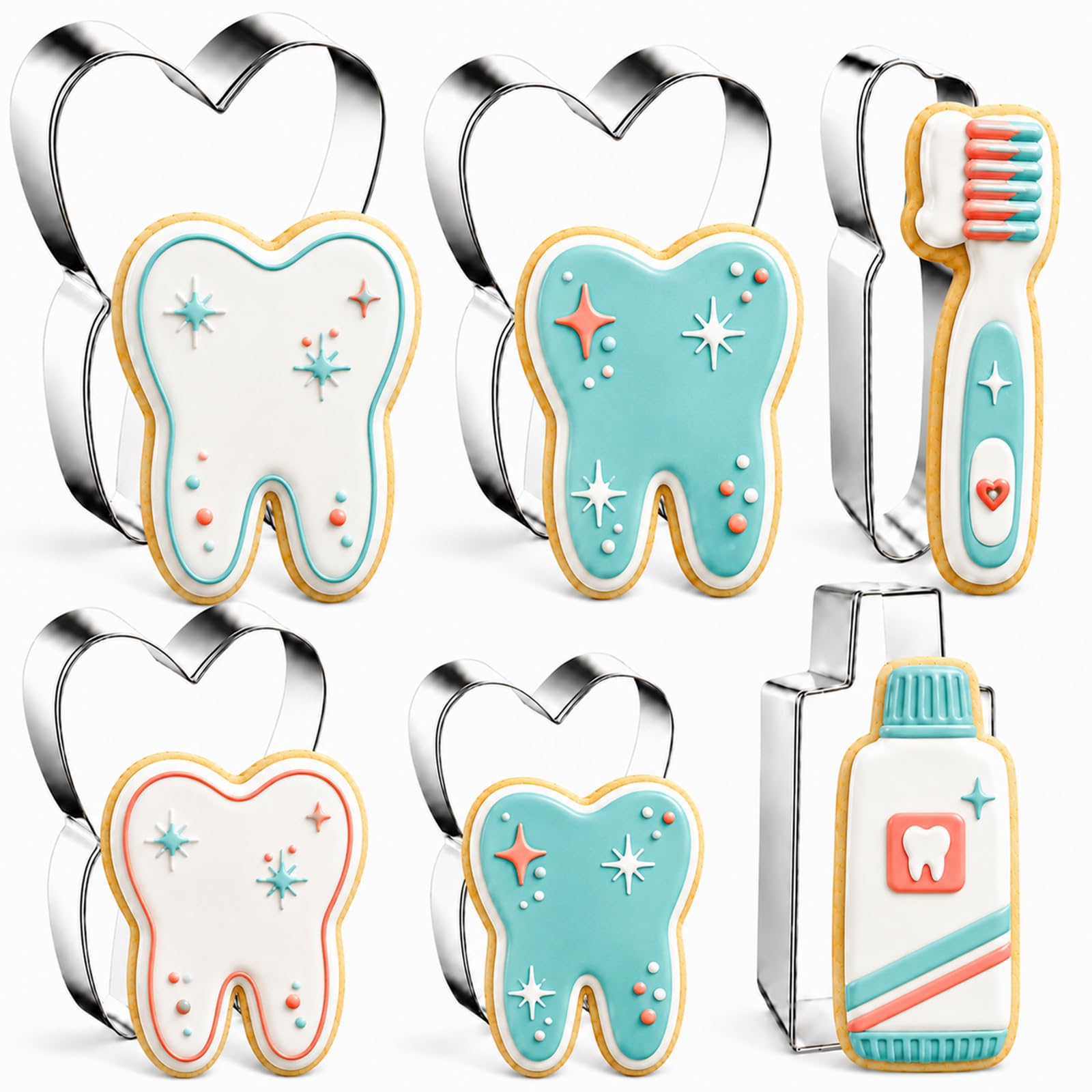 Photo 1 of Ceonam 6 Pieces Stainless Steel Tooth Cookie Cutters Set