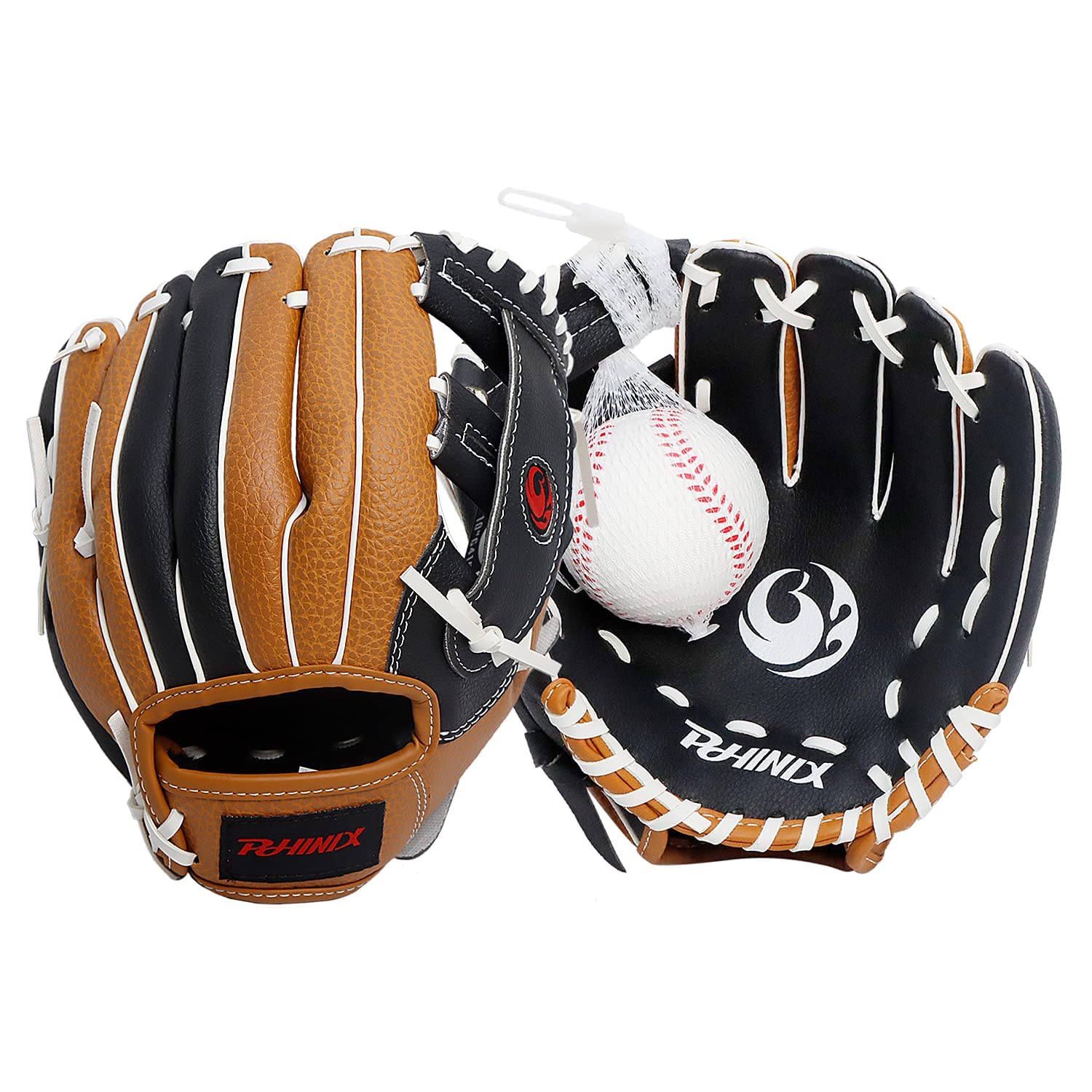 PHINIX Tee Ball Glove with Soft Baseball for Kids Play & Training