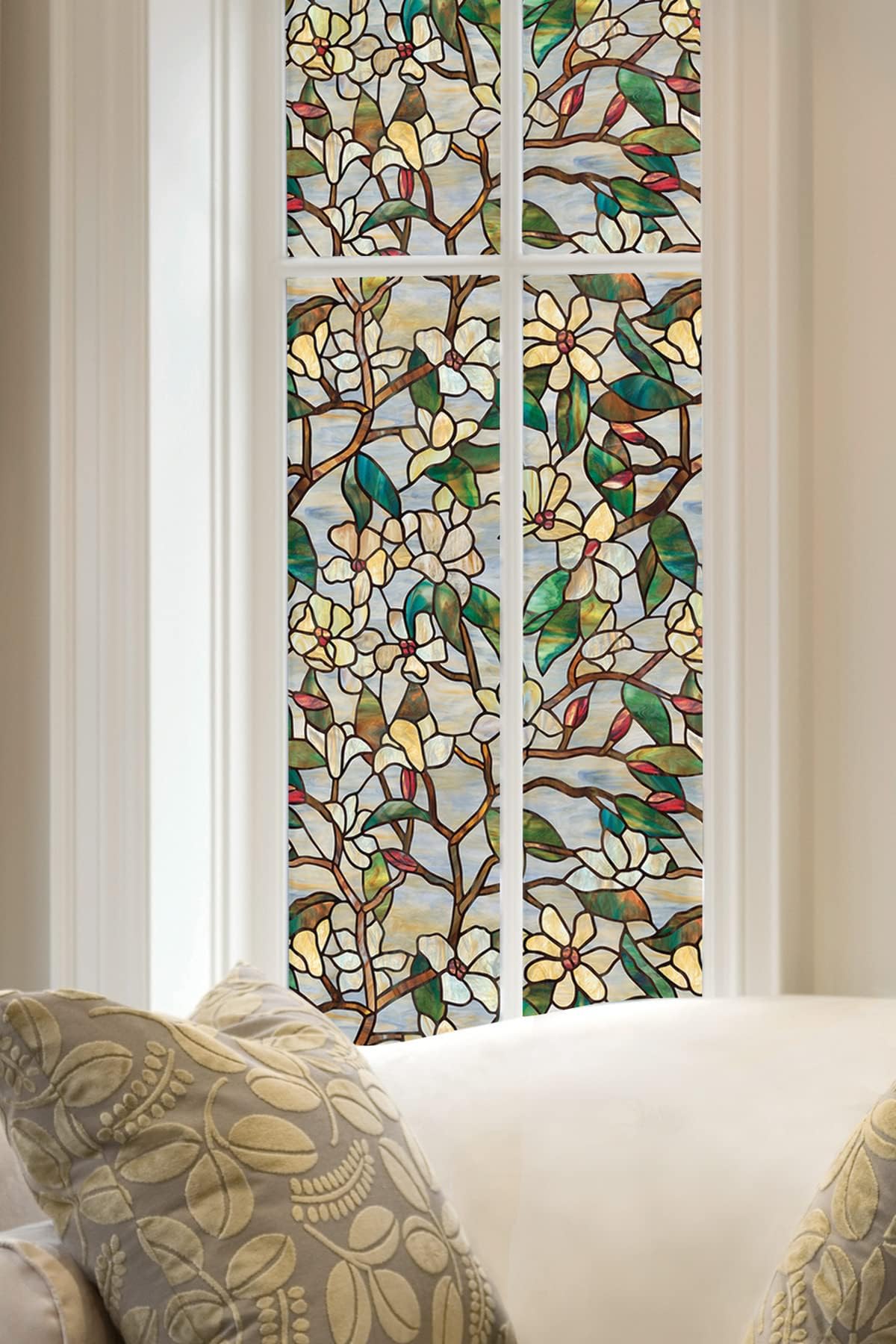 Artscape Summer Magnolia Window Film 61 x 92 cm, Light Blue, Red, Brown, Orange