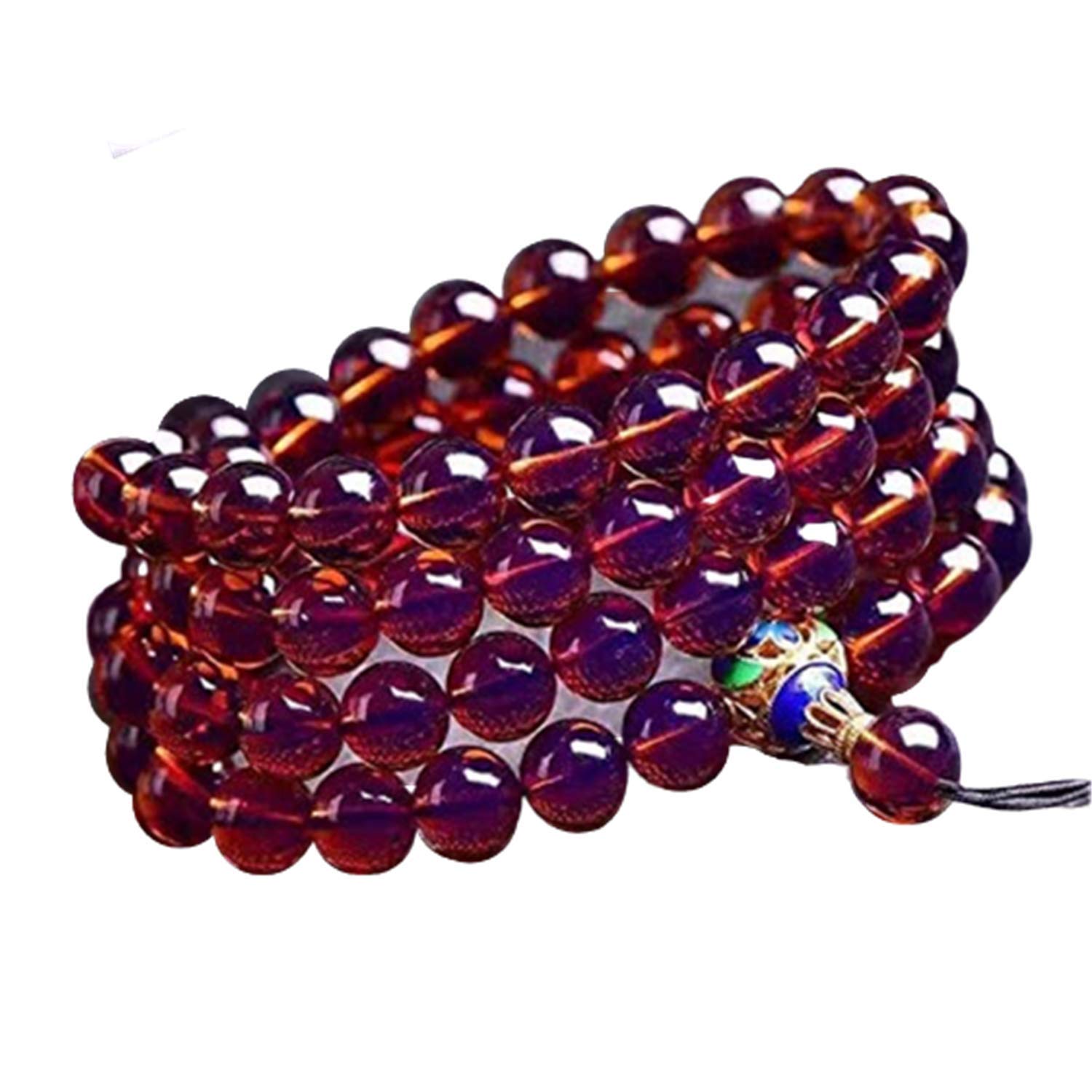Muko GemstoneMuko Gemstone 6mm Natural Dominican Blue Amber 108 Beads Bracelet Violet Wax Certificate AAAAA
