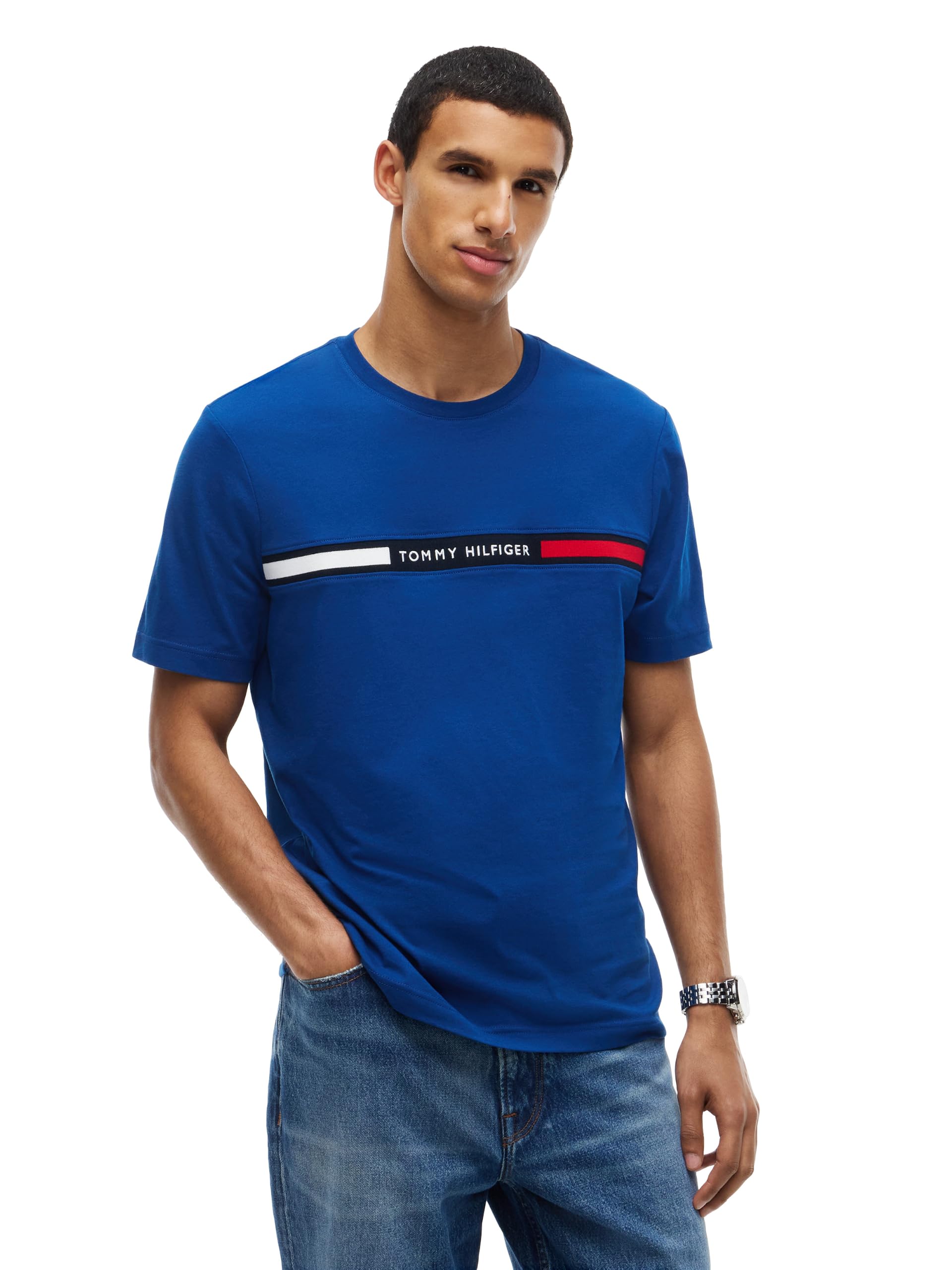 Men's Short Sleeve Cotton Graphic T-Shirts with Signature Stripe Logo, Also Available in Big & Tall
