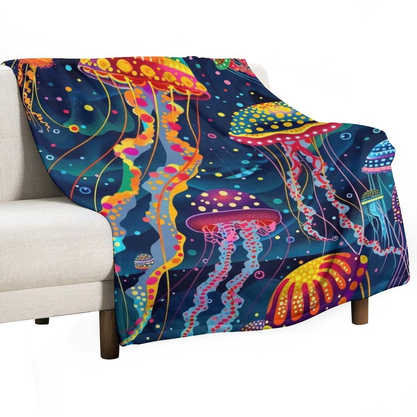 YHGSREUOH Yayoi-Kusama-Jellyfish_04 Flannel Blankets Fleece Soft Throw Lightweight Plush Gifts for Couch, Bed, Cozy Sofa Plush, Chair, Lovers 100x130cm(40x50in)
