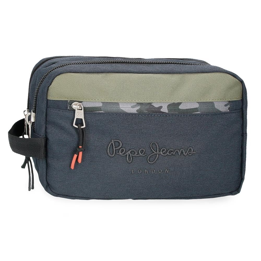 Pepe Jeans Cromwell Toiletry Bag Two Compartments Adaptable Black 26 x 16 x 12 cm Polyester, Black/White, One Size, Adaptable Two Compartment Toiletry Bag
