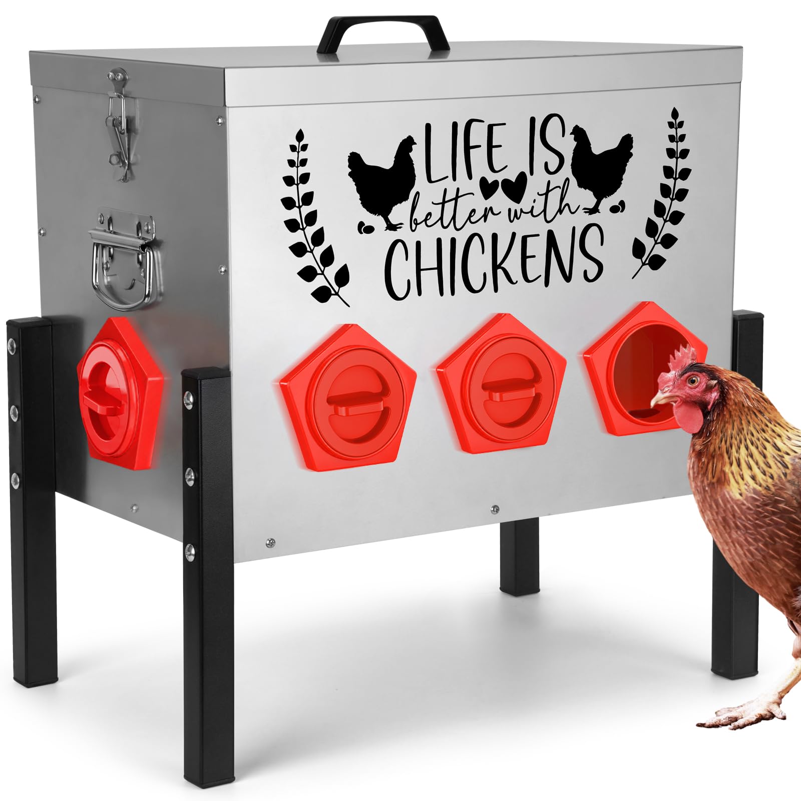 TGEYD 50 lb Heavy Duty Galvanized Poultry Feeder